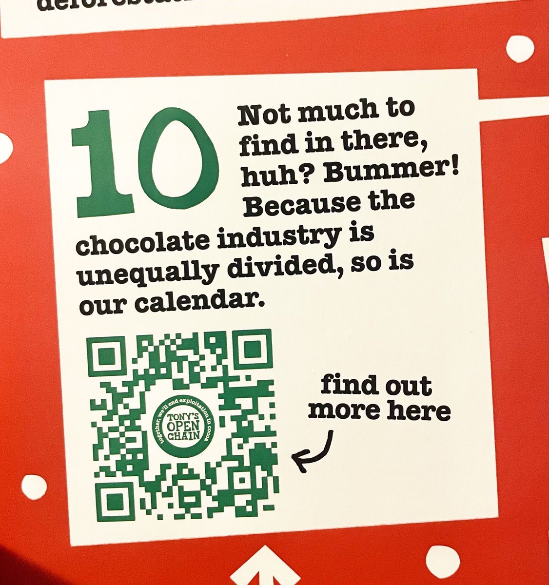 IHateNYT's tweet image. Day 10 of this chocolate advent calendar was left purposely empty to raise awareness of injustice in the chocolate industry #wokeness #annoying