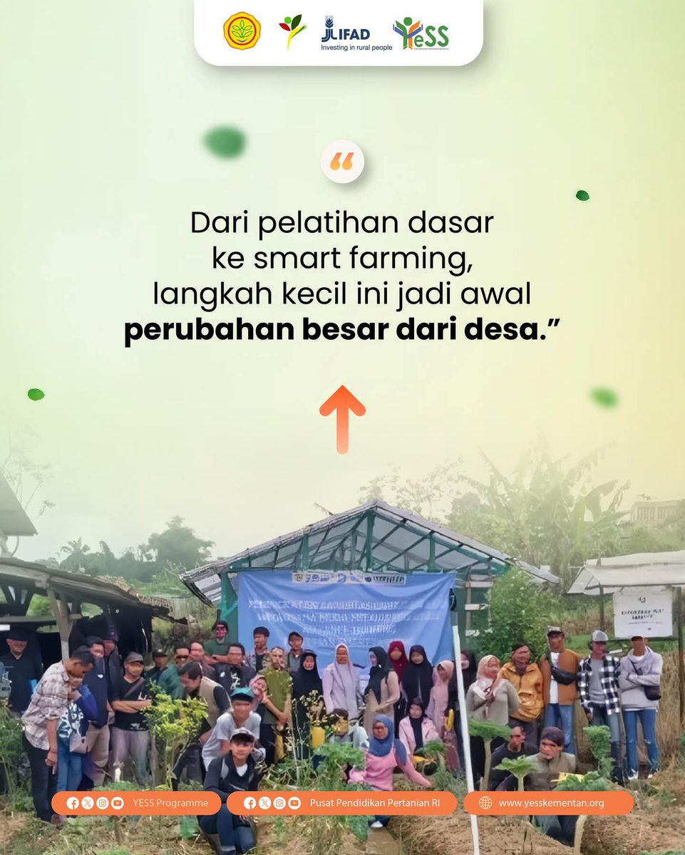 yessprogramme's tweet photo. Dari ide kecil menjadi inovasi besar,itulah semangat yang dibawa dalam Advanced Training. Peserta diajak memahami bagaimana teknologi, data, dan kreativitas bisa mengubah cara bertani menjadi lebih efisien, berkelanjutan, dan menguntungkan.

#YESSProgramme #Pusdiktan #BPPSDMP https://t.co/3Bg5wiieVL