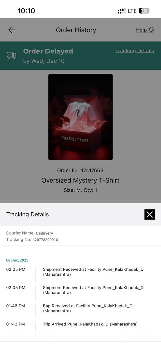 th3warhawk's tweet photo. Hey @thesouledstore , my order was originally promised by Dec 8th. Then it got pushed to Dec 10th. It is now Dec 11th and I still haven’t received it. Tracking still says "In Transit" with @delhivery @help_delhivery 
Can someone please tell me where my package is?
Order ID: 17417663