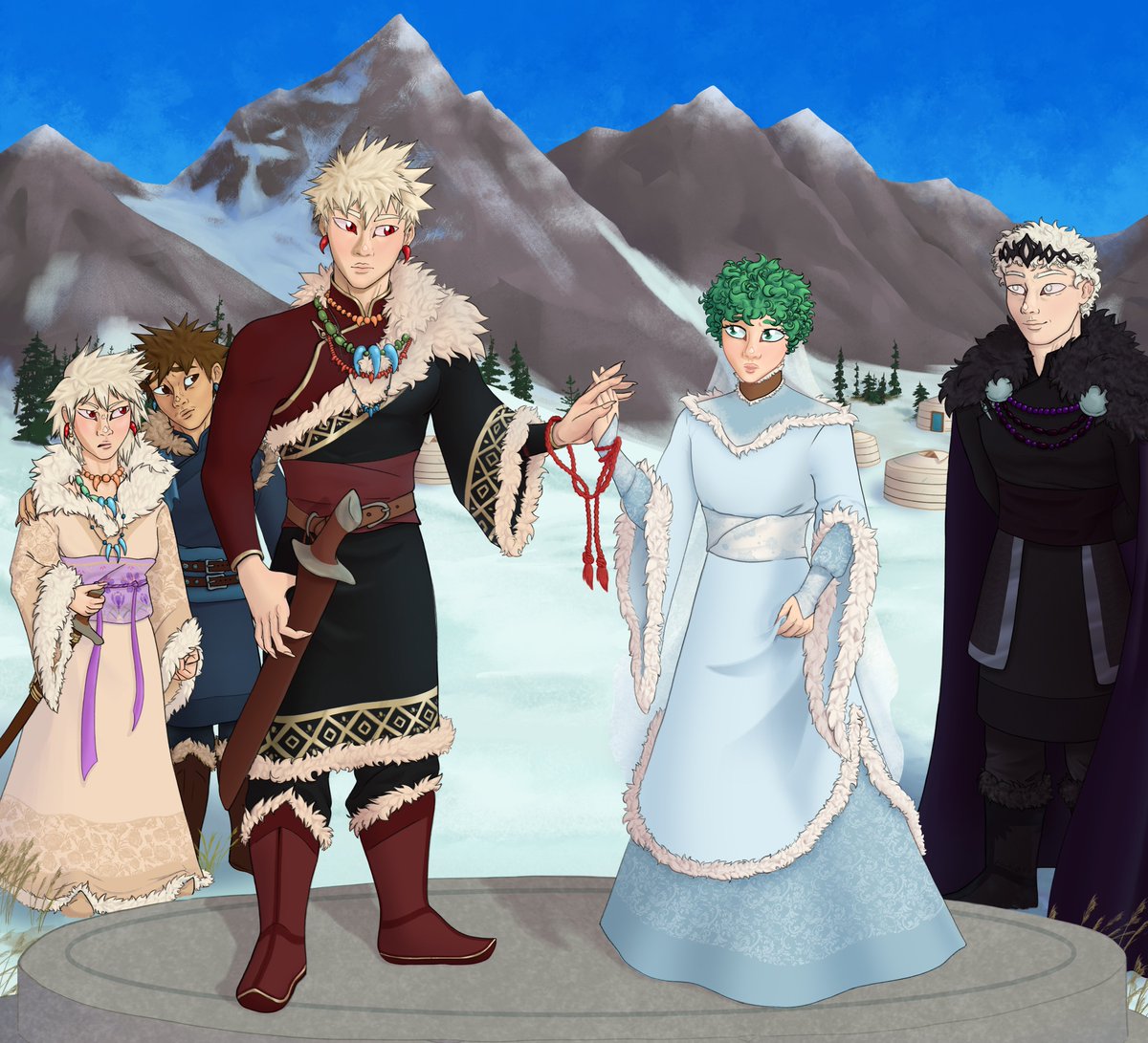 #ktdk #bkdk 

Happy Holidays everyone!! I had the joy of making an art piece with my absolutely wonderful partner, <a href="/MickeyMouseAnne/">KaylsDaughtofHades</a> for the <a href="/bkdkreverse2025/">BKDK WINTER AU: Reverse Bang 2025</a> bang! Please go read her feast of a fic below and send her lots of love!💕
Fic: archiveofourown.org/works/75062101
CW: a/b/o dynamics