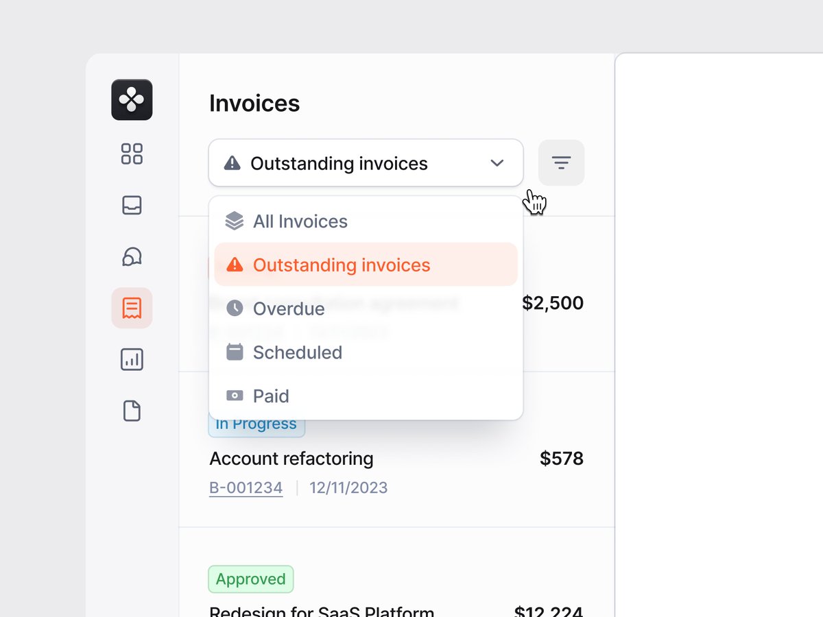 A sidebar menu dropdown panel!