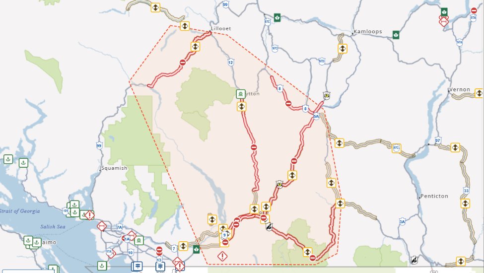 RadioNLNews's tweet photo. BREAKING: All routes too and from the #LowerMainland and #Kamloops are shut down due to an #AtmosphericRiver system which has cut off the four key routes to and from the #BCInterior. Latest updates overnight: @DriveBC
https://t.co/6zmk5Mx02S https://t.co/jPf40W78h7