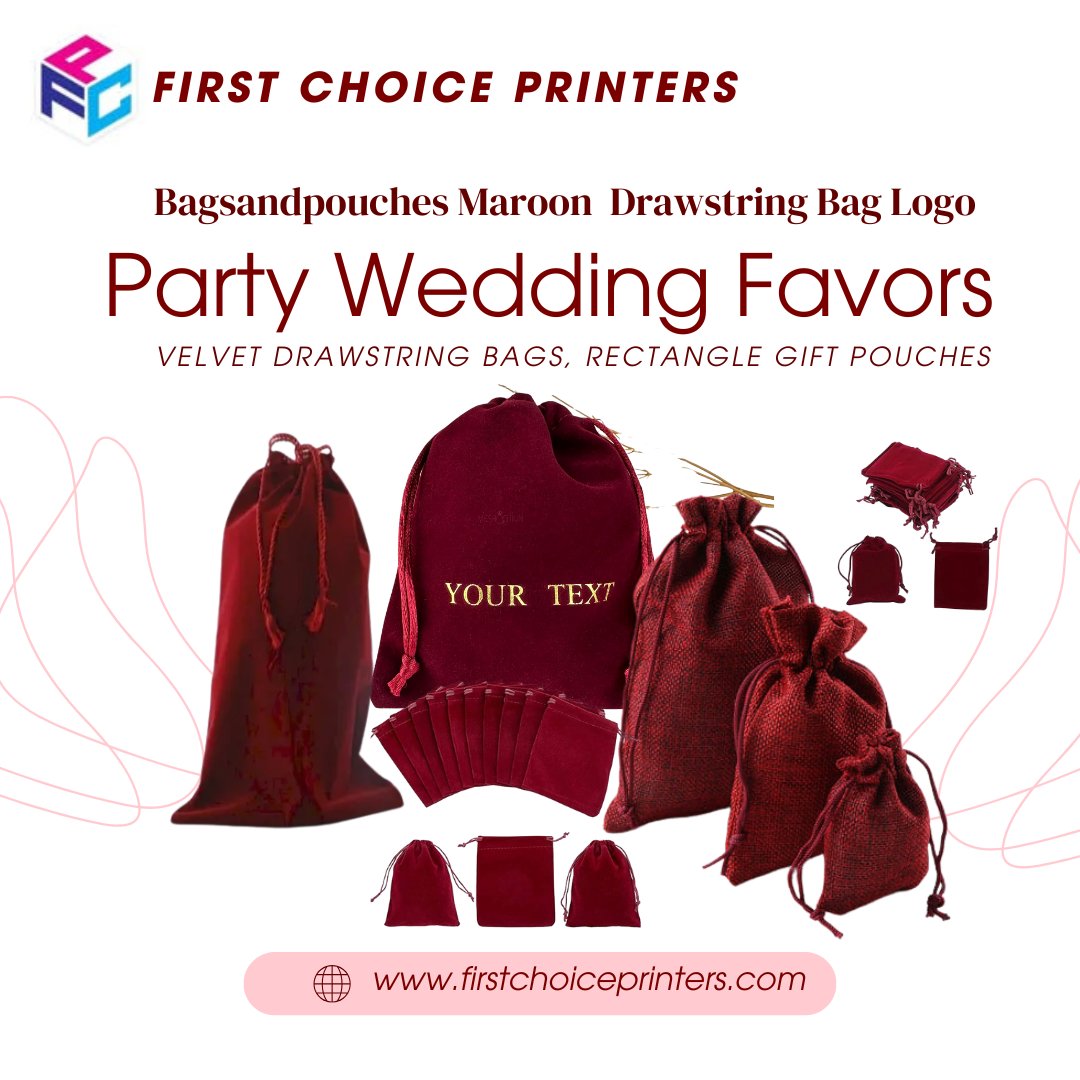 firstchoice_p's tweet image. Elevate your event with our premium maroon velvet drawstring bags perfect for weddings, parties, and personalized gift favors. Add your logo or custom text for a truly memorable touch!

📞 0339-4210671
🌐  firstchoiceprinters.com

#FirstChoicePrinters #WeddingFavors