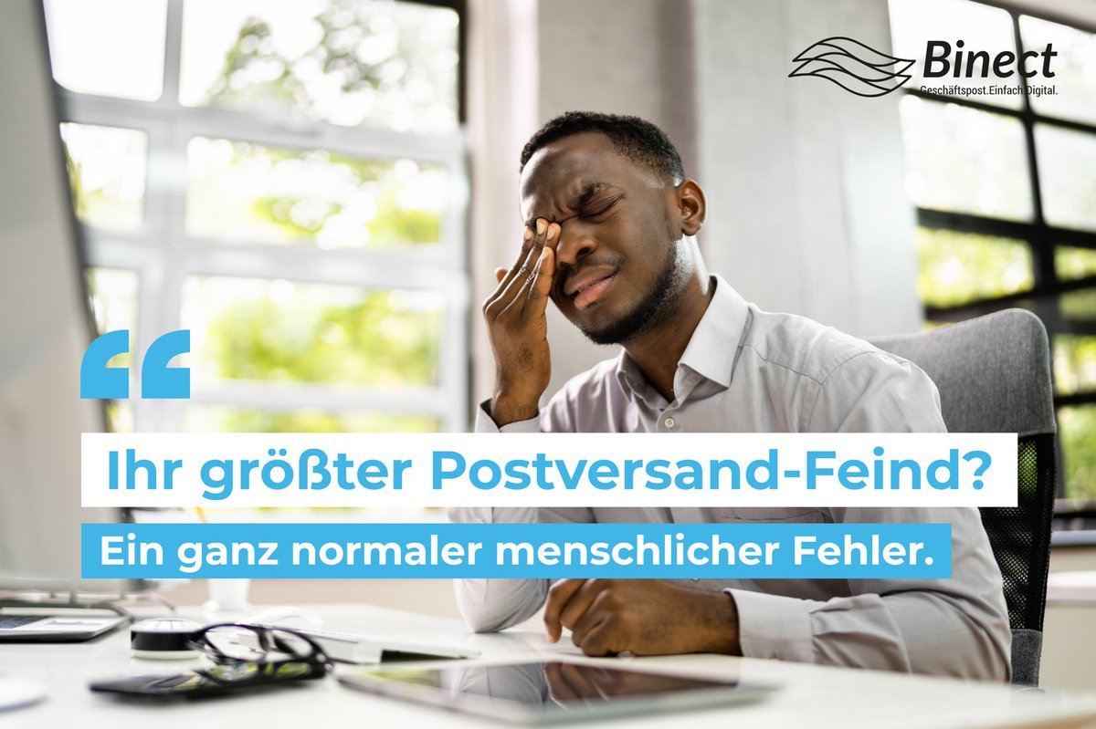 Menschliche Fehler beim Briefversand sind normal.
𝗔𝗯𝗲𝗿 𝘀𝗶𝗲 𝗸ö𝗻𝗻𝗲𝗻 𝗧𝗘𝗨𝗘𝗥 𝘄𝗲𝗿𝗱𝗲𝗻.

👉 binect.de

#Briefversand #PostversandDigital #HybridPost #PostOnline #Fehlerreduktion #Automatisierung #Binect #Prozesssicherheit #Digitalisierung
