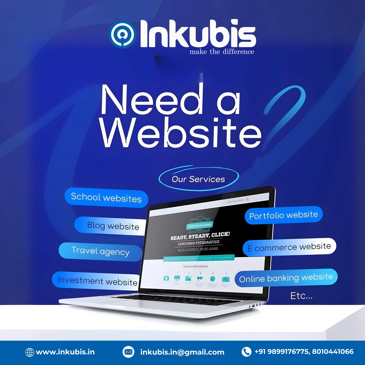Inkubissolution's tweet image. Need a professional website for your business, school, blog, or brand?
Inkubis is here to create beautiful, fast, and responsive websites tailored to your needs.

inkubis.in
inkubis.in@gmail.com
+91 9899176775, 8010441066

#Inkubis #WebsiteDesign #WebDevelopment