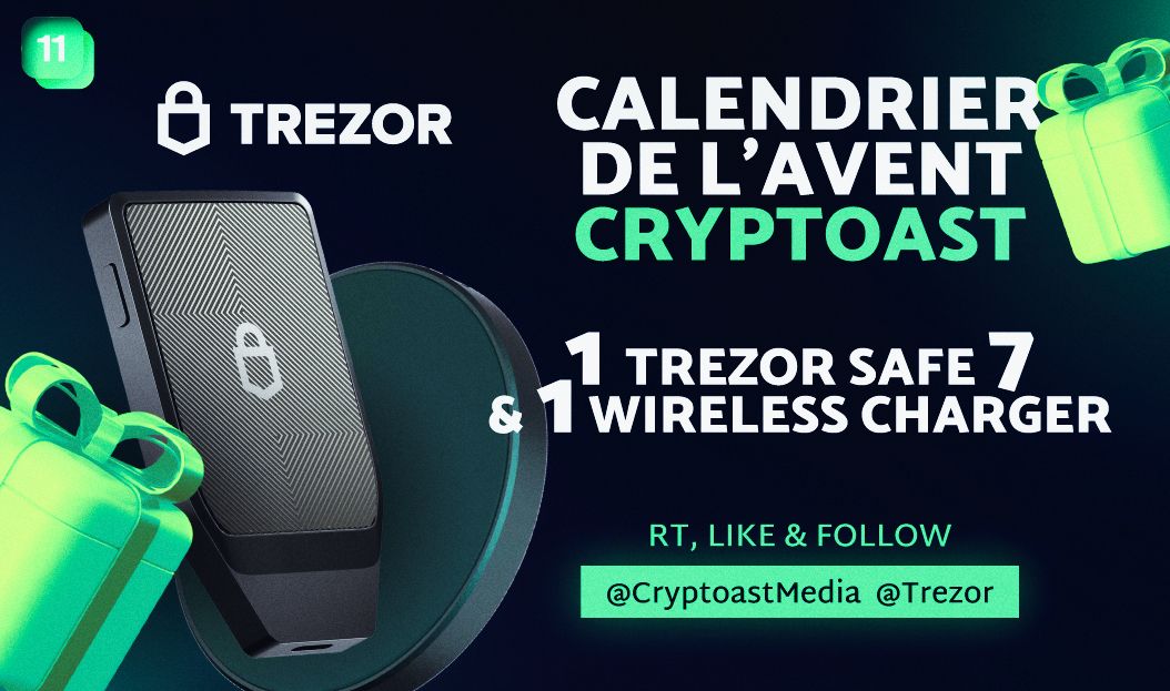 CryptoastMedia's tweet image. 🎁 Calendrier de l'avent Cryptoast 🎁

Jour 11 :

1 wallet TS7 et un chargeur sans fil à gagner pour sécuriser vos cryptos 🔒

Pour participer : 

- Follow @Trezor &amp;amp; @CryptoastMedia
- Like &amp;amp; RT ce post 💞

Tirage au sort : 26 décembre 🎅
Bonne chance à tous 🍀