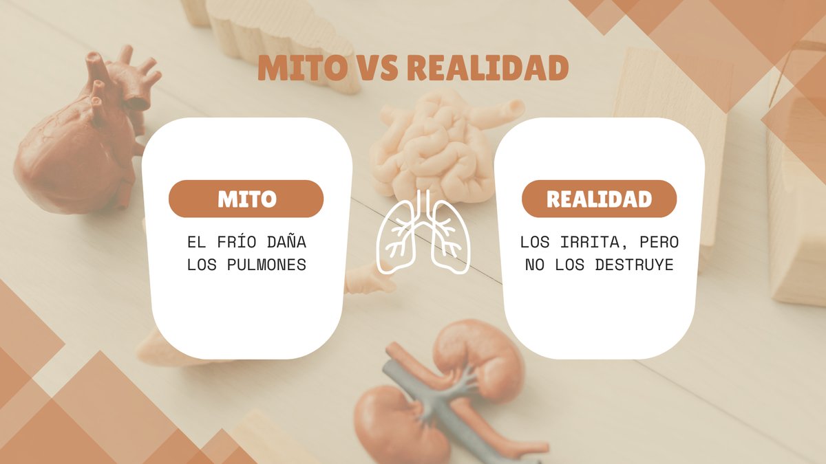SLRuz's tweet image. 🚫Mito: el frío daña permanentemente los pulmones.
✅ Realidad: el aire frío puede irritarlos, pero no los destruye.
Abrígate, evita exposición prolongada y respira por la nariz. 🧤

#MitoVsRealidad #SaludRespiratoria #DrSergioLopezRuz