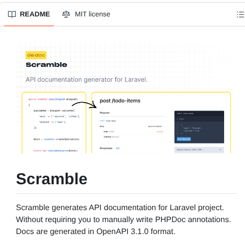 tom_doerr's tweet image. Generates Laravel API documentation without PHPDoc annotations

github.com/dedoc/scramble/