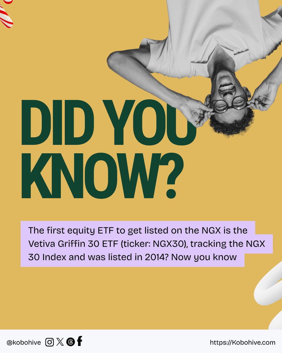 kobohive's tweet photo. As of December 11, 2025, there are 12 Exchange-Traded Funds (ETFs) actively trading on theNGX. These span equity, fixed-income, commodity, and sector-specific trackers, providing diversification for investors amid Nigeria's market growth. 

#kobohive #investmenteducation #finance https://t.co/O8RLk3xNUX