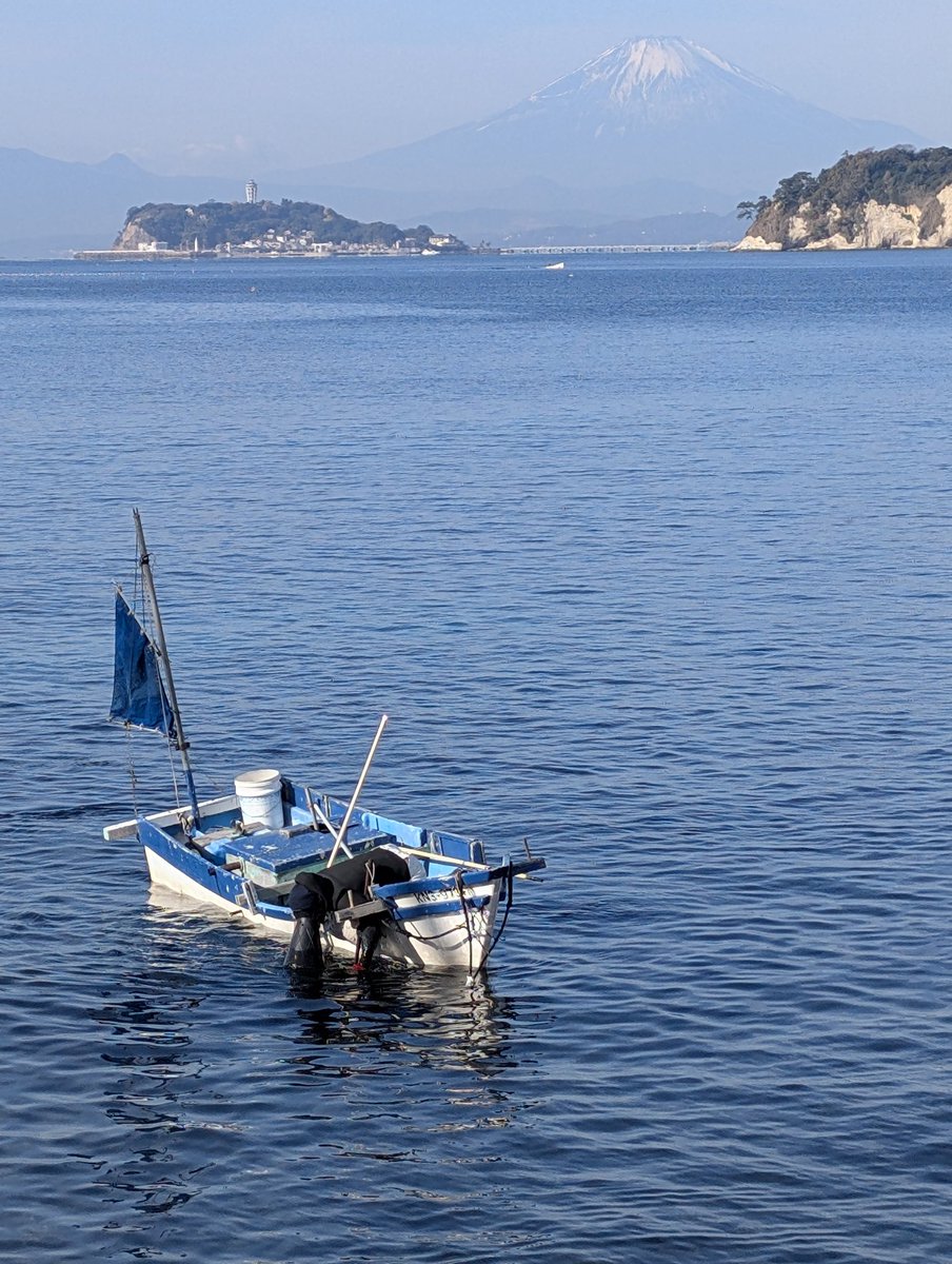今朝の #材木座 #空 #海 #富士山 #江ノ島 #鎌倉