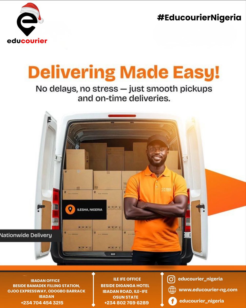 educourierNG's tweet photo. Deliveries shouldn’t be the hardest part of your business — we make it fast, smooth, and stress-free.
Trust EduCourier Nigeria for reliable pickups and on-time nationwide delivery. 🚚✨

#EduCourierNigeria #FastDelivery #LogisticsNigeria #CourierServiceNG #NationwideDelivery https://t.co/1GQY9XOa5k