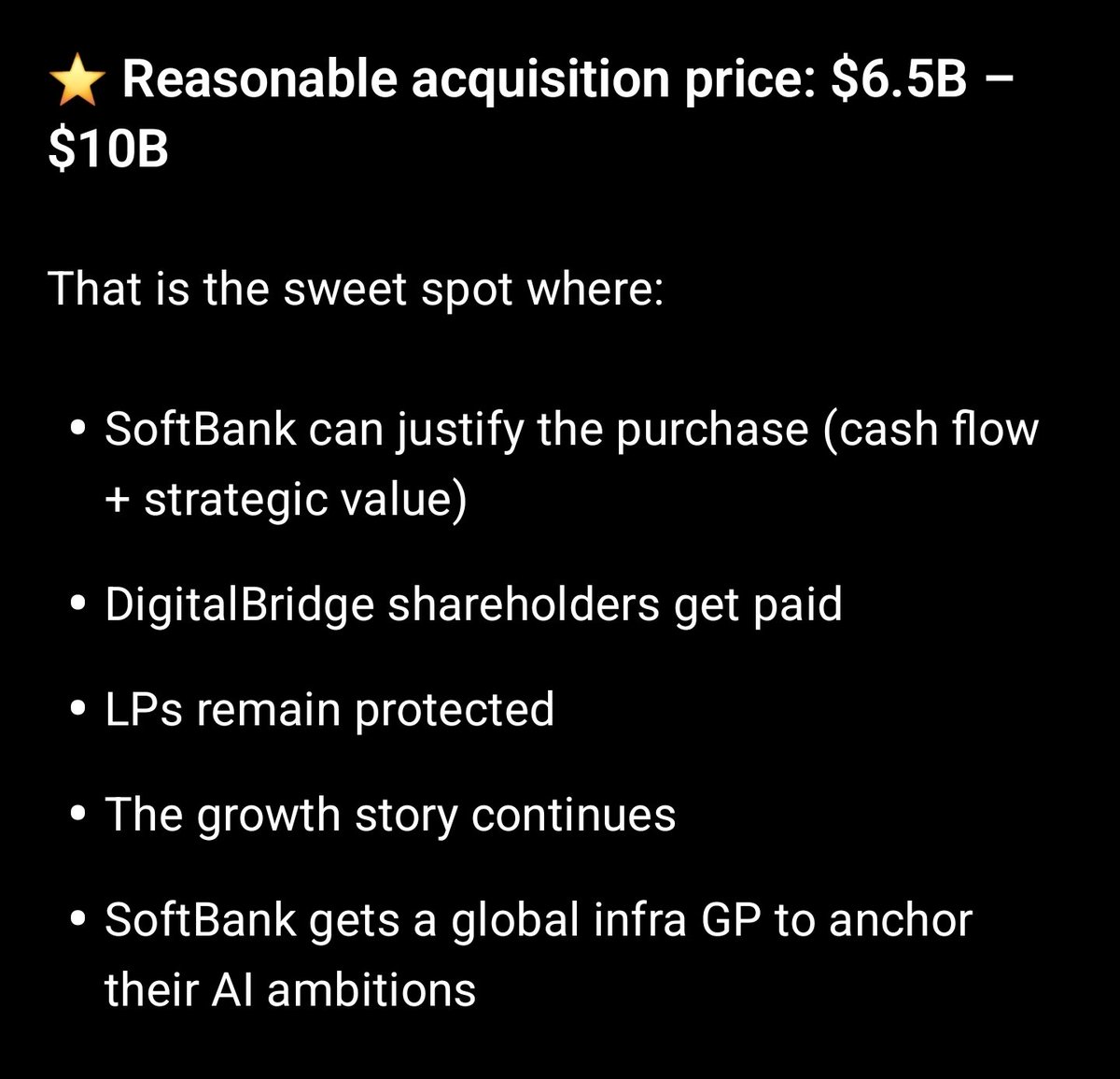 $DRBG possible sale price to softbank. #Infrastructure #infrainvestor