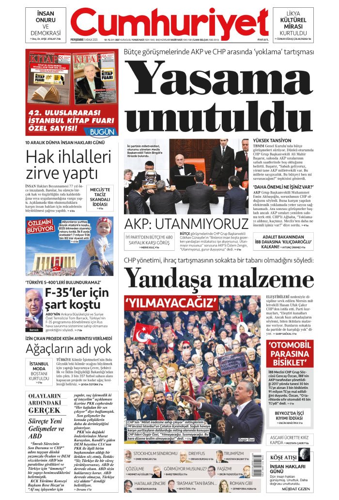 Cumhuriyet Kitap Dergi 42. Uluslararası İstanbul Kitap Fuarı Özel Sayısı BUGÜN gazeteniz Cumhuriyet’le birlikte.

Unutmayın; her gün Cumhuriyet her perşembe Cumhuriyet Kitap Dergi okunur!

İyi okumalar...
Gamze Akdemir

<a href="/cumhuriyetgzt/">Cumhuriyet</a>