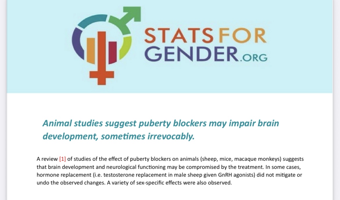 Children will be irresponsibly harmed and have a lifetime dependence on the NHS. Please do what is morally right and stop this puberty blocker trial <a href="/wesstreeting/">Wes Streeting</a> 
statsforgender.org/wp-content/upl…