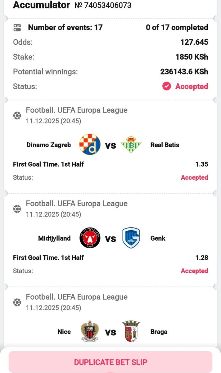 Simba_tips's tweet image. 💥ON UEFA EUROPA 💥
♻️Consistency = Win✅
🎯127Odds 
We TRY Again💪💪💪💪
        Register here‼️‼️‼️‼️
REG📲📲 db-bet.co/DBO_
#Promocode 👉DBO 
#Boookingcode👉FCRMB
DownloadApp📲📲 db-bet.co/DBO_App_
      
               #VAMOS🍀🍀
