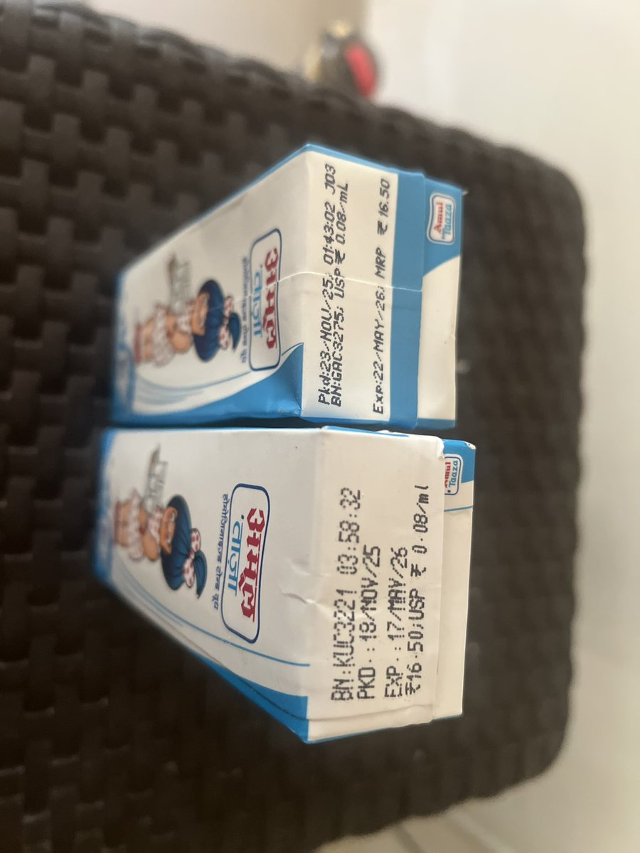 pooja9299's tweet photo. Why the packaging looks different 🤔
Same brand, same 200ml pack but the size is totally different. 
I have ordered 6 of them, from which I got 1 smaller pack. I hope 🤞 I have ordered the OG Amul 😝
@Amul_Coop https://t.co/yGZ0y4gKMm
