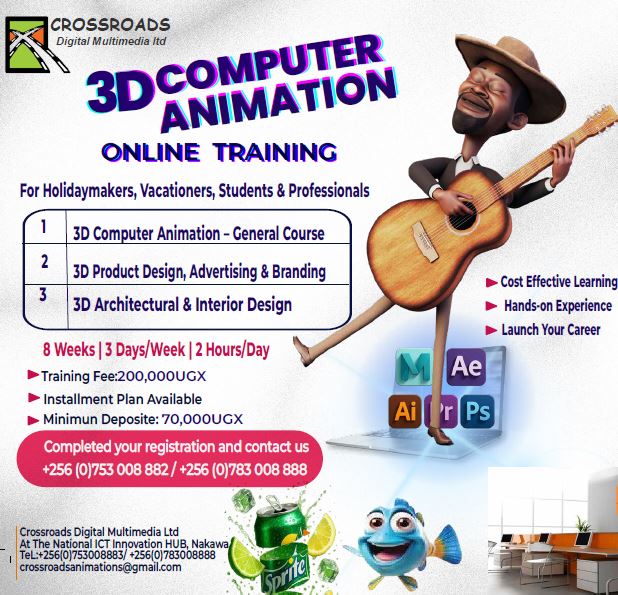 d_masanso's tweet photo. Learn 3D Computer Animation Online
Cost-Effective Learning | Hands-On Experience
For Students, Holidaymakers, Vacationers &amp; Professionals
Training Fee: 200,000 UGX (instalments available)
 Minimum Deposit: 70,000 UGX
 register using the link below.
https://t.co/u5GDou3hEa https://t.co/aa7Dmsl68v