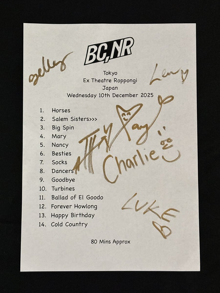 ◢◤ 抽選プレゼント企画 ◢◤
抽選でブラック・カントリー・ニュー・ロード直筆サイン入りセットリストプレゼント！

▪️応募方法
Beatink( <a href="/beatink_jp/">BEATINK</a> )をフォロー＆この投稿にいいね＆リポスト

▪️応募期限
〜12/17(水)23:59まで

会場で完売した一部グッズを受注生産受付中beatink.square.site