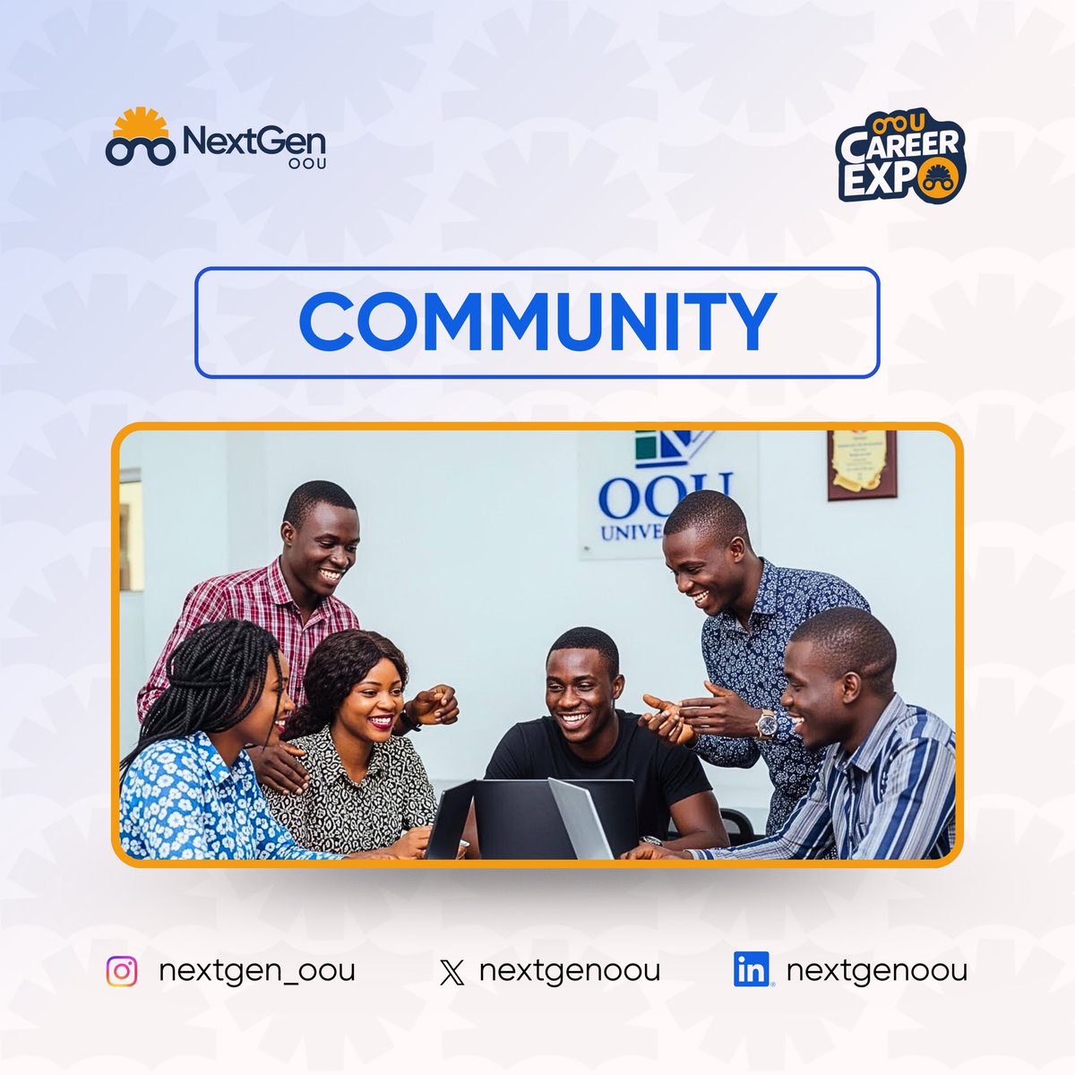 1/5. 
You don’t grow in isolation.
OOU Career Expo 1.0 is building a community of driven students who want more, choose growth, and support each other’s journeys.
This is where you find your people.