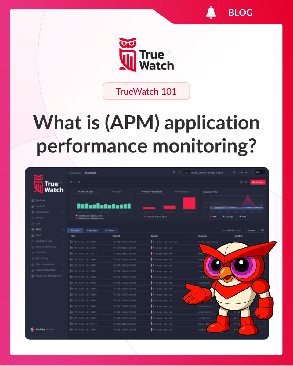 𝑺𝒍𝒐𝒘 𝒂𝒑𝒑𝒔? 𝑵𝒐𝒕 𝒐𝒏 𝒐𝒖𝒓 𝒘𝒂𝒕𝒄𝒉! 🙅‍♀️

When an app slows down, businesses lose millions.

Get the full scoop here! truewatch.com/blog/what-is-a…

#ApplicationPerformanceMonitoring #APM #WhatisAPM #Tech #Data #Observability #TrueWatch #ObserveBeyond