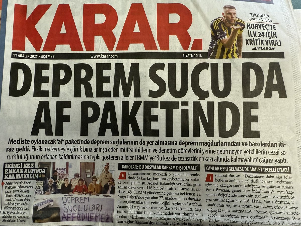 Aileler, barolar ve depremzedeler sesleniyor:
“Bu kez de cezasızlık enkazı altında kalmayalım.”

Mecliste oylanacak af paketinde deprem suçlularının da yer alması büyük tepki çekiyor.

Adalet Peşinde Aileleri Platformu’ndan Ebru Ştefanosğlu, paketten çıkarılan 27. maddeyle