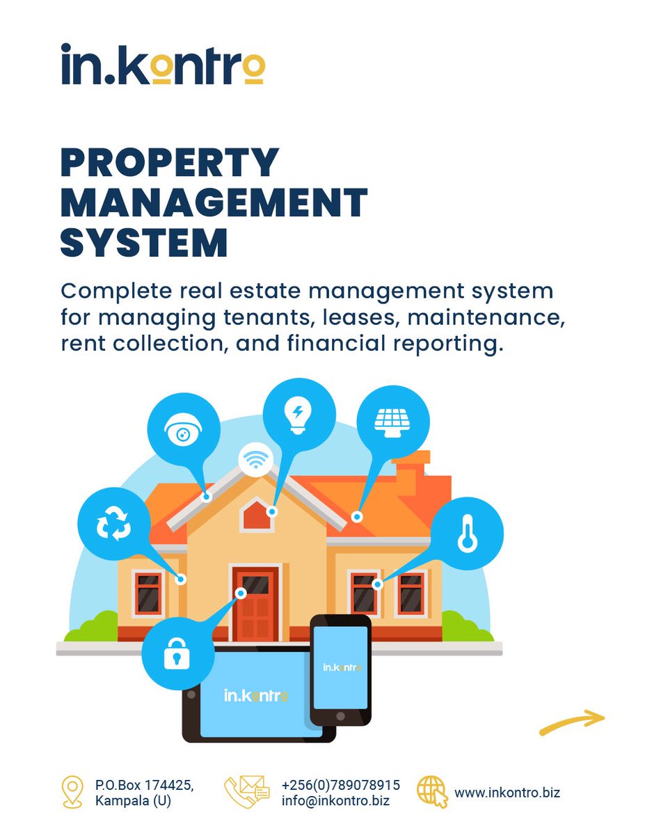 inkontro's tweet photo. Stay on top of leases, tenants, rent collection, maintenance &amp; financial reports… all from one dashboard.

See who’s paid &amp; who hasn’t. Track leases &amp; renewals. Manage repairs &amp; have your documents readily accessible.

#GetInkontro today.
T: +256 789 078915
E: info@inkontro.biz https://t.co/00NP3P7AhZ