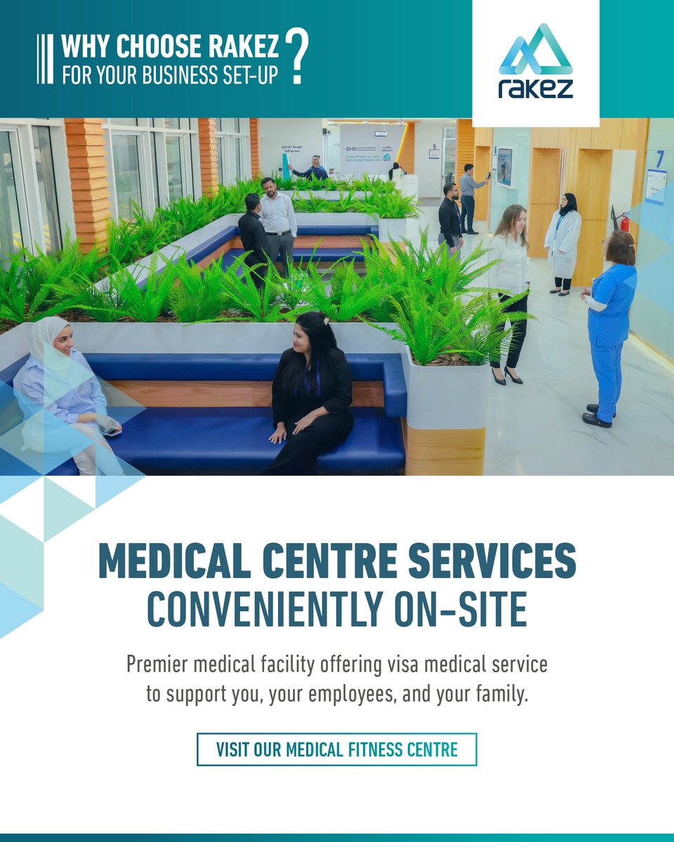 As part of our commitment to supporting businesses, RAKEZ offers access to an on-site Medical Fitness Centre in Al Hamra, Ras Al Khaimah, helping you, your team, and family, complete visa medicals without delays.
It is one more way we are making business easier, from day one!
