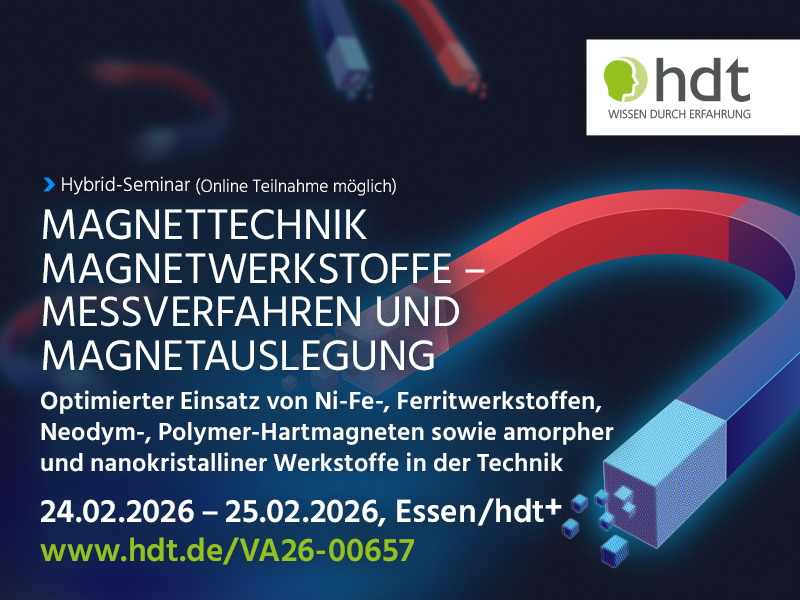 Magnetwerkstoffe verstehen – Innovationen ermöglichen! 24.–25.02.2026, #Essen #Seminar zu Magnettechnik, Messverfahren &amp; Magnetauslegung. Für Entwickler, Konstrukteure &amp; Technikprofis, die Magnetmaterialien optimal einsetzen wollen. 👉 messweb.de/magnettechnik-…
<a href="/HausDerTechnik/">Haus der Technik - HDT</a>