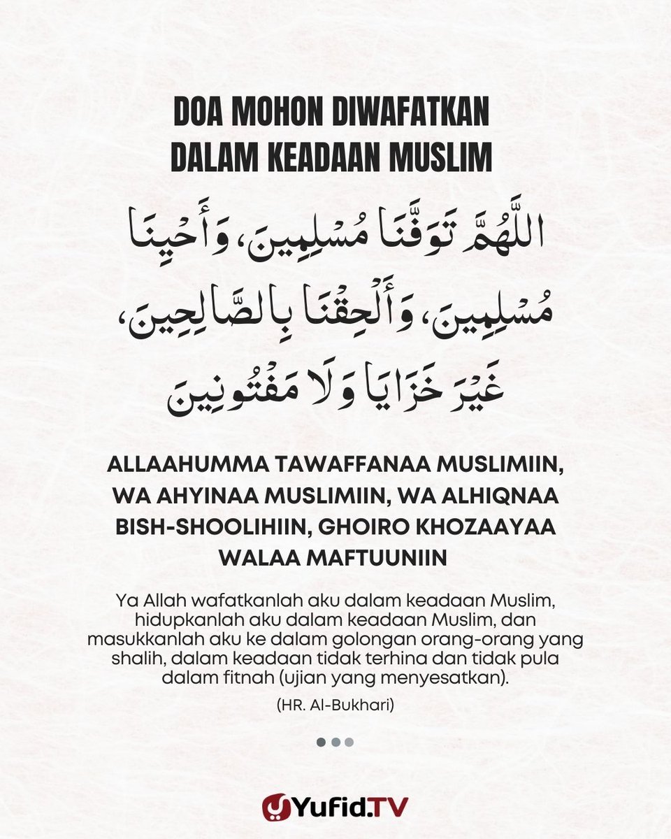 DOA MOHON DIWAFATKAN DALAM KEADAAN MUSLIM