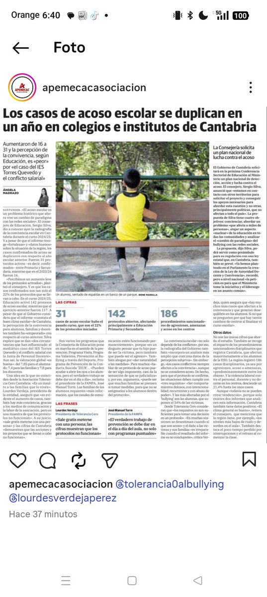 Lo que están viendo es solo la punta del iceberg. Las competencias en materia de convivencia y protección del alumnado son de la Comunidad Autónoma, por lo que pueden empezar por actuar desde aquí, sin esperar a que otros lo hagan primero.