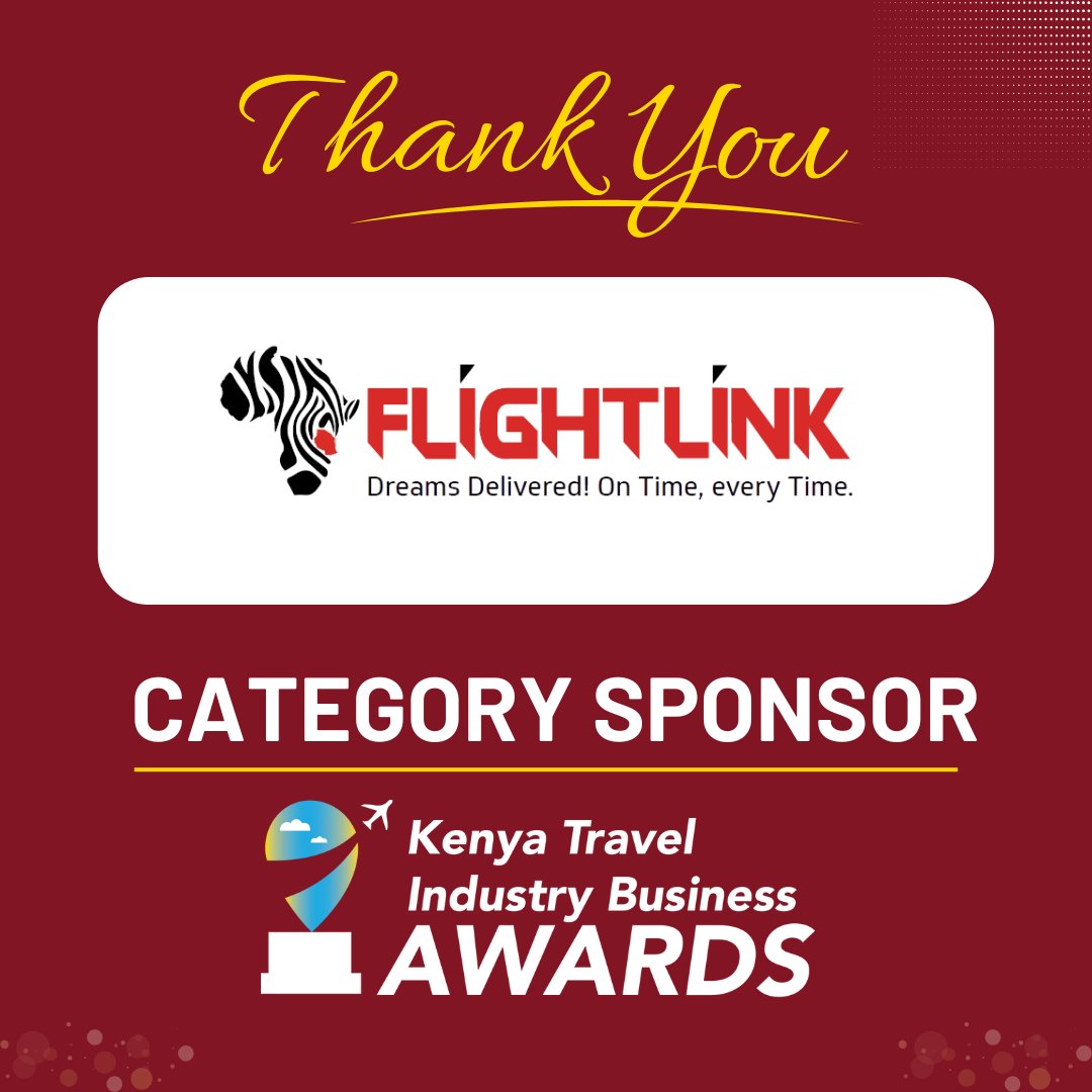 KATA extends its appreciation to <a href="/FLIGHTLINKt/">FLIGHTLINK Tanzania</a>   for partnering with us as a Category Sponsor at the Kenya Travel Industry Business Awards (KeTIBA) 2025.
#KeTIBA2025 #CelebratingExcellence #ElevatingStandardsInTravel