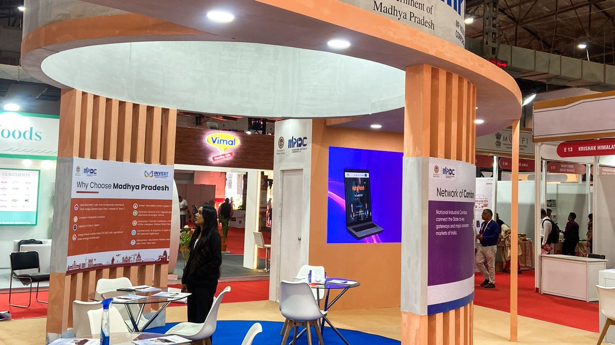 MPIDC's tweet photo. Madhya Pradesh proudly inaugurated the MPIDC Pavilion at Annapoorna InterFood Mumbai 2025, marking a significant showcase of the state’s strength in agri-business, food processing, and value-chain innovation. The pavilion reflects Madhya Pradesh’s commitment to ease of doing business, supported by streamlined clearances, investor-friendly systems, and a robust ecosystem designed for growth.

Backed by dedicated incentives for Food, Agri, and Dairy industries — including capital assistance, mandi tax benefits, power reimbursement, export-linked support, and customized packages for large-scale projects, Madhya Pradesh continues to strengthen its position as one of India’s most competitive destinations for food processing and agri-based manufacturing.

We welcome industry leaders, innovators, and global partners to visit the Madhya Pradesh pavilion and discover opportunities to build future-ready value chains that drive growth, innovation, and shared prosperity.

#MPIDC #MadhyaPradeshPartnerState #AnnapoornaInterFood #FoodProcessingOpportunities #InvestInMP #FoodInnovationIndia #GlobalFoodTradeIndia #BusinessNetworkingIndia