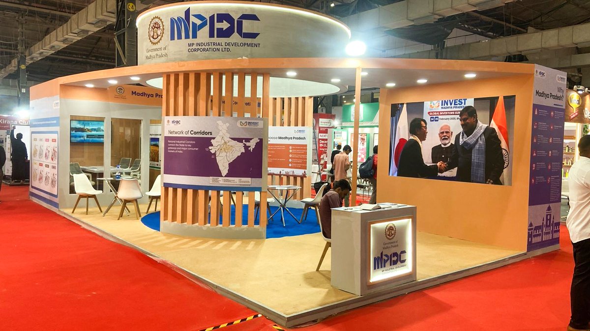 MPIDC's tweet photo. Madhya Pradesh proudly inaugurated the MPIDC Pavilion at Annapoorna InterFood Mumbai 2025, marking a significant showcase of the state’s strength in agri-business, food processing, and value-chain innovation. The pavilion reflects Madhya Pradesh’s commitment to ease of doing business, supported by streamlined clearances, investor-friendly systems, and a robust ecosystem designed for growth.

Backed by dedicated incentives for Food, Agri, and Dairy industries — including capital assistance, mandi tax benefits, power reimbursement, export-linked support, and customized packages for large-scale projects, Madhya Pradesh continues to strengthen its position as one of India’s most competitive destinations for food processing and agri-based manufacturing.

We welcome industry leaders, innovators, and global partners to visit the Madhya Pradesh pavilion and discover opportunities to build future-ready value chains that drive growth, innovation, and shared prosperity.

#MPIDC #MadhyaPradeshPartnerState #AnnapoornaInterFood #FoodProcessingOpportunities #InvestInMP #FoodInnovationIndia #GlobalFoodTradeIndia #BusinessNetworkingIndia