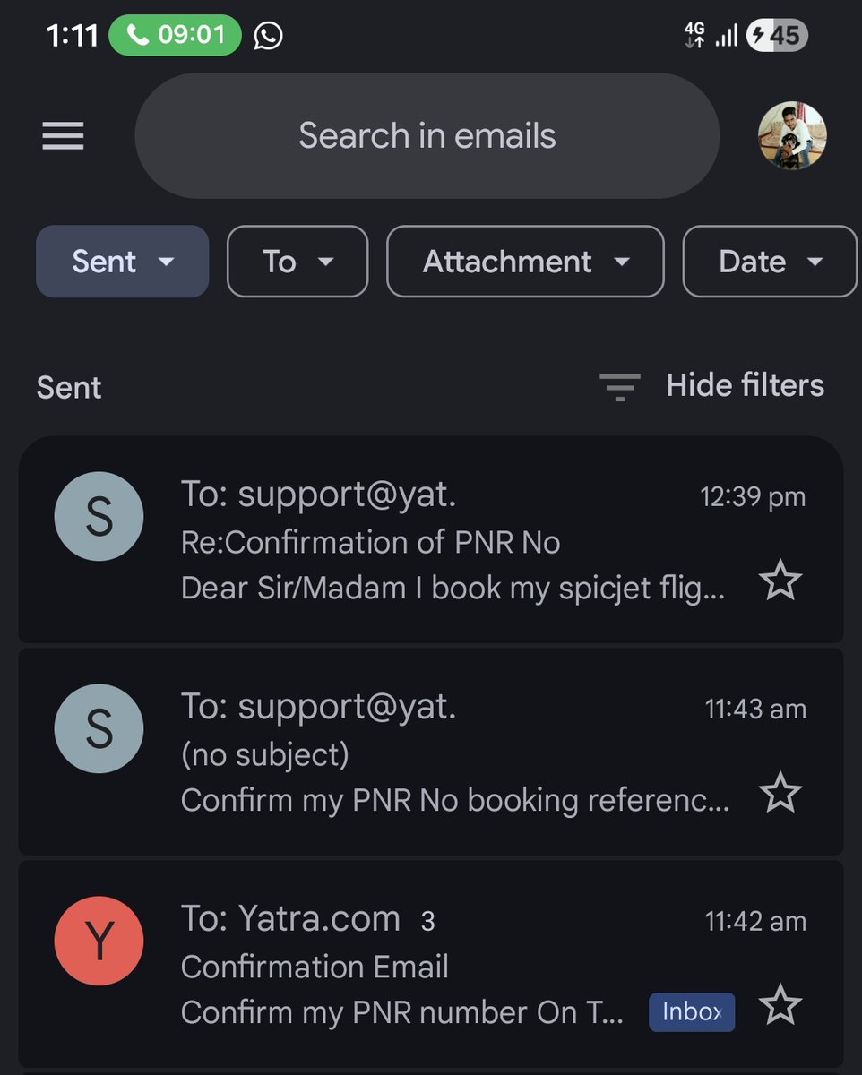 Shubham050296's tweet photo. @YatraOfficial  I book my flight from Pune to Delhi on 11  Dec with Schedule departure time 1745 hrs on 11 Dec 2025 with reference number  1112250021720. More than 04 hours gone there is no confirmation of PNR. I try more than 20 times in customer  care but there is no response. https://t.co/Omt5X8LSez