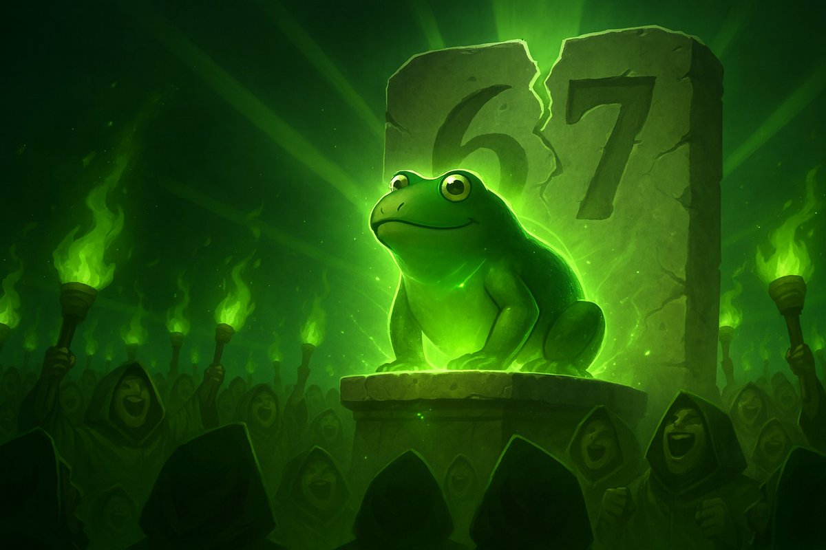 Geffreydv's tweet photo. Yeah yeah… 67 is cool. But $FROGE? 

$FROGE is a cult. 🐸🔥 https://t.co/Nru4znQOw9