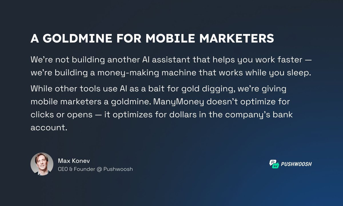 Marketers don’t need another AI that writes content or launches campaigns. They need one that makes money.
That’s why we built ManyMoney, a fully autonomous revenue engine that works 24/7.
🔥 Meet the first revenue-obsessed AI marketing copilot: buff.ly/ZskROS8