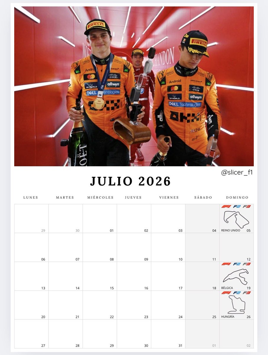 Slicer_F1's tweet photo. CALENDARIOS 2026 🎄🎁

Regalo para todos ustedes por otro gran año

Versiones de: Norris, Piastri, Russell, Antonelli, Leclerc, Hamilton, Verstappen, Alonso, Perez, Gasly, Colapinto

-Fechas de F1, F2, F3
-Fotos en alta calidad 
-Gratis
-Siganme no sean malos https://t.co/NNBssrydgq