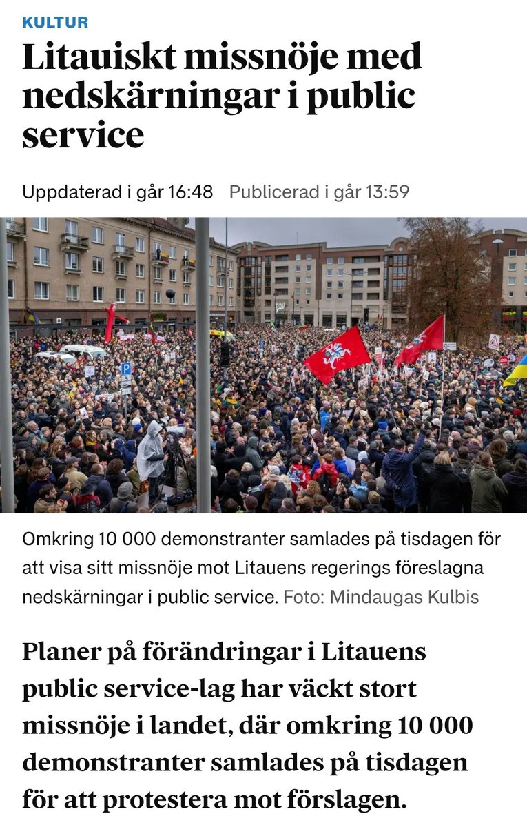 I Litauen demonstrerar man för sitt public service.