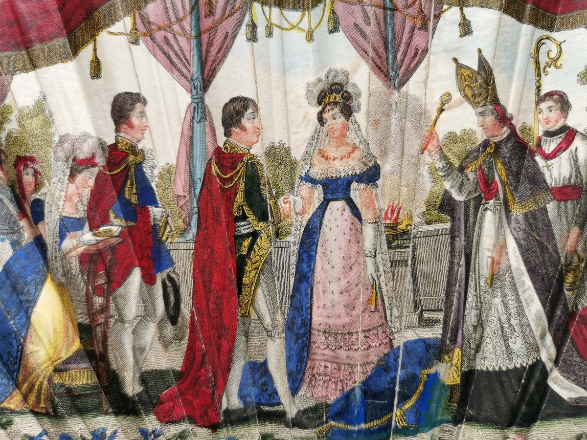 On commémore le mariage de Ferdinand VII et de Marie Christine de Bourbon-Siciles. C’était le 11 décembre 1829. Détails d’un éventail royal ⤵️