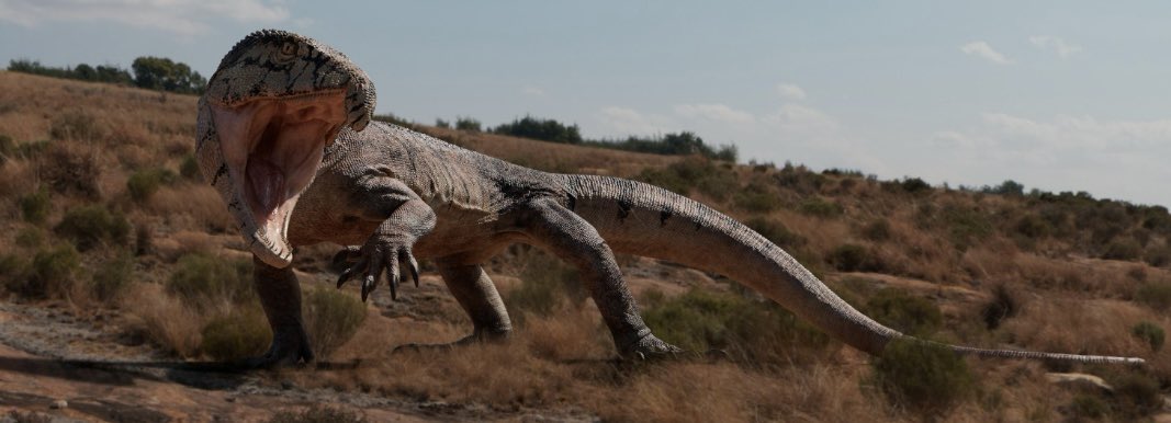 Protherosuchus colour render with random background.