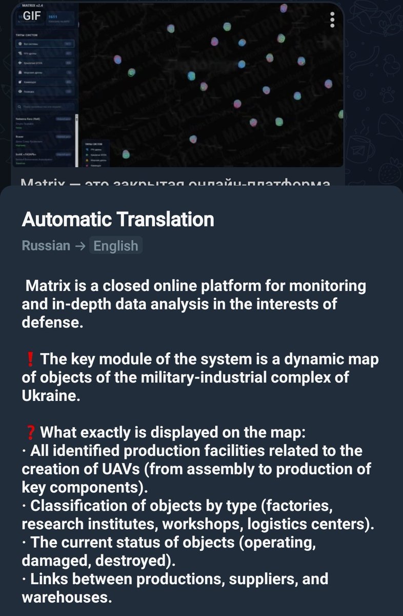 Cyberknow20's tweet image. Interesting. Killnet have created a platform called 'Matrix' that they claim is a platform for monitoring Ukraine military infra, mostly drones and is created using data the group has stolen. 

It's a continuation of Killnets focus on UKR drone operations #RussiaUkraineWar
