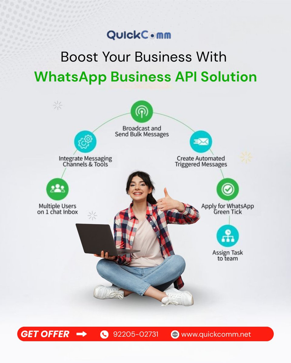 Quickcommtech's tweet image. 🚀 Grow Faster with QuickComm WhatsApp Business API

📲 Start Today &amp;amp; Boost Your Conversions!
📞 92205-02731 | 🌐 quickcomm.net
#QuickComm #WhatsAppMarketing #BulkSender #BusinessGrowth #DigitalTools #MarketingSoftware #AutomationTools #IncreaseSales #BusinessBoost