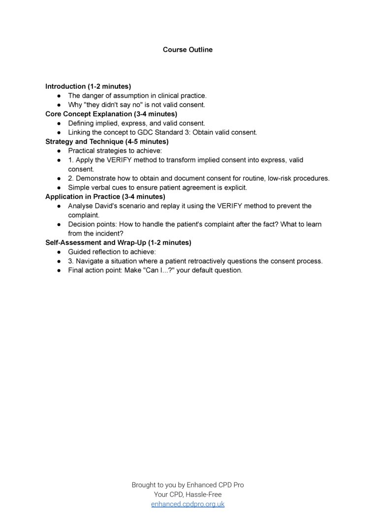 EnhancedCPDPro's tweet photo. Enhanced CPD SkillBytes: The Unspoken "Yes": Implied vs. Valid Consent | Claim your certificate by passing the test at https://t.co/CW4TjvCGF3 https://t.co/bCamYjX9nD