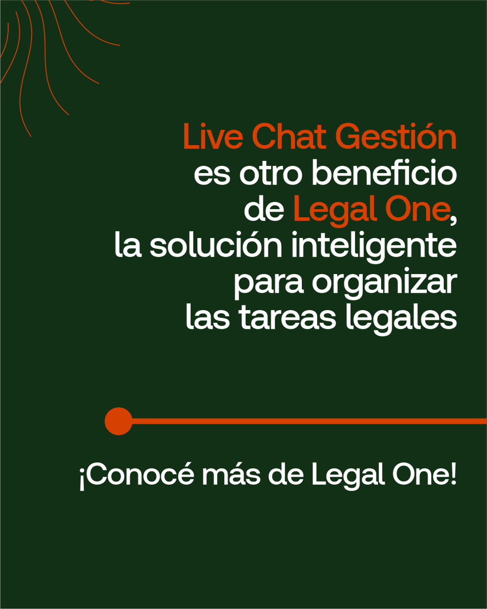 ¡Llega Live Chat Gestión, el nuevo asistente virtual con IA de Legal One!
Basta hacer una pregunta directa y Live Chat Gestión te dará las respuestas, tutoriales o guías que necesites, todos los días y a toda hora.

¡Conocé más aquí! 
ow.ly/90V750XGBY2.