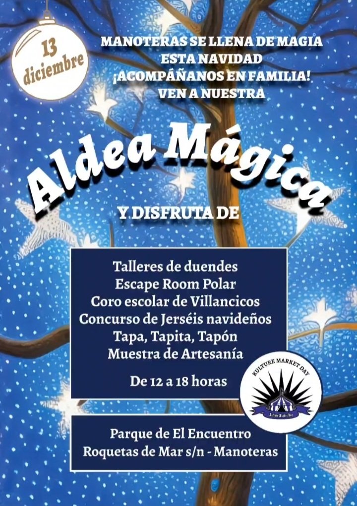HortalezaPV's tweet image. La asociación Kulture Market va a convertir el parque El Encuentro de #Manoteras en una aldea mágica para celebrar su tradicional mercado cultural navideño 🎄

📍SÁBADO 13 de diciembre desde las 12.00 h, talleres, concurso de jerséis navideño, artesanía y muchas sorpresas más