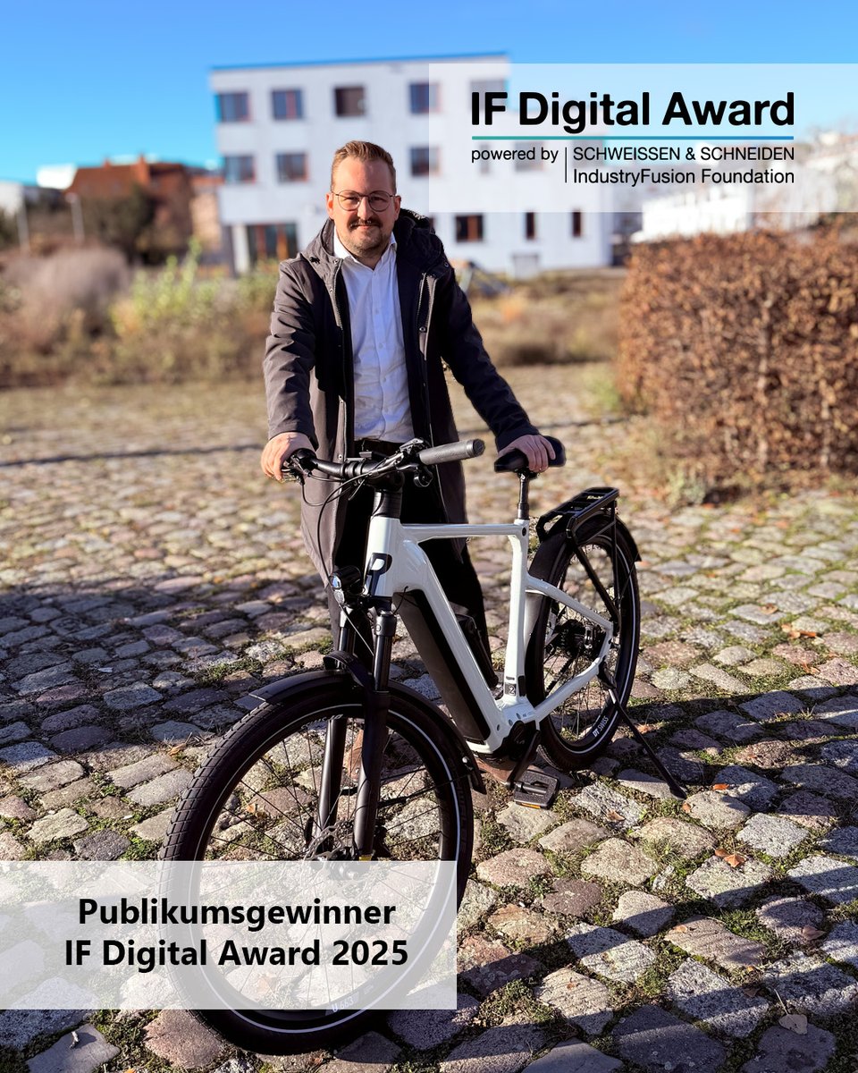 🏆 Publikumspreis des IF Digital Award 2025 geht nach Magdeburg!
Glückwunsch an Henrik Miedlig von der Uni Magdeburg – Gewinner des Hauptpreises: ein ROSE E-Bike! 🚴‍♂️
Mehr zum Award 👉 industry-fusion.org
#IFDigitalAward #Innovation #Fügetechnik #Publikumspreis