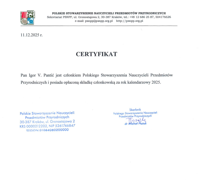 profpantic's tweet image. Duma być członkiem Polskiego Stowarzyszenia Nauczycieli Przedmiotów Przyrodniczych. Dziękuję za zaufanie i możliwość dalszego wspierania rozwoju edukacji przyrodniczej. 🇵🇱🇵🇱🇵🇱