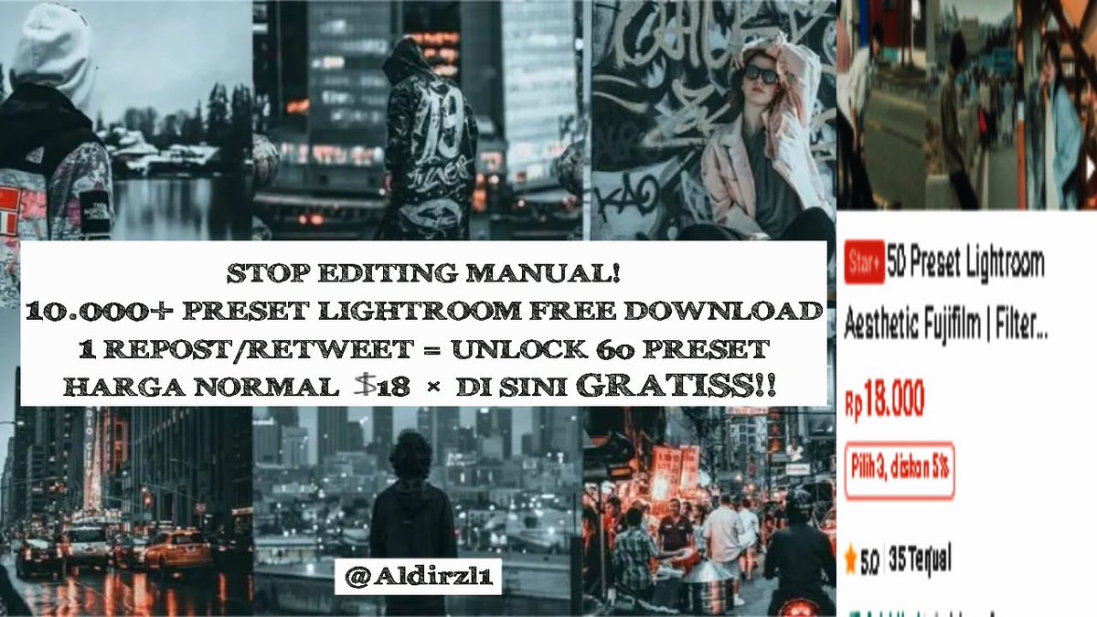 AldiRzl1's tweet photo. Buat apa beli preset 18 ribu kalau bisa dapet GRATIS ribuan preset premium?” 👀✨
Serius… 10.000+ Preset Lightroom Aesthetic gue bagiin FREE DOWNLOAD di komentar
jangan lupa Retweet untuk membuka 60 preset XMP/DNG berikutnya
#lightroompreset #lightroompresets #presetlightroom https://t.co/mc73Z2YLIG