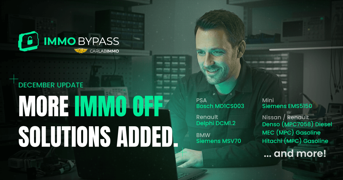CarLabImmo's tweet photo. 🚗💥 New IMMO OFF solutions in Immo Bypass!

BMW, Mini, Nissan, PSA, Renault &amp; more 🔧
Some solutions now fully software-based, no emulator needed! 💻

Check out the full list &amp; details here 👇
🔗https://t.co/P76V9yzX9i https://t.co/16VBCGIdoy