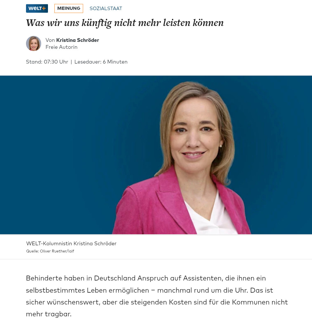 Ich bin einfach nur sprachlos: diese radikale Frau, einst CDU-Ministerin, längst AfD-EhrenhalberMitglied, will dringend benötigte Grundversorgung von Behinderten abschaffen - Eugenik auf Filzlatschen. Wohin steuert die CDU?